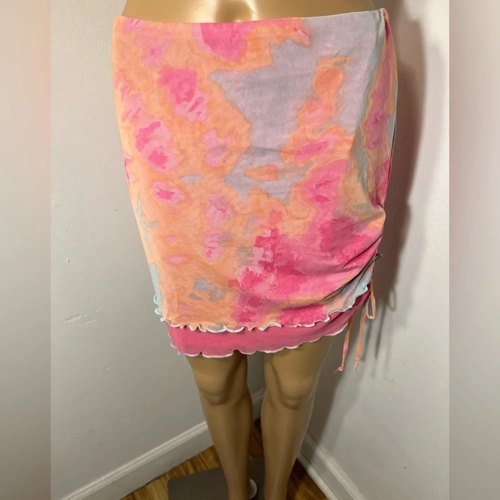 Wild‎ Fable,XXL, NWOTpink /orange tie-dye,cinched side drawstring HiLo hem
